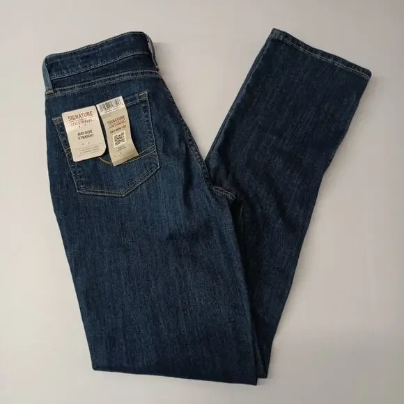 Levi Strauss Signature Jeans Women’s 2M 26x32 Mid Rise Straight Stretch Blue - Picture 1 of 7